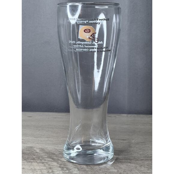 8.5" Clear Pilsner-Style Beer Glass Portsmouth Football Colts Tourney Helmet - Picture 1 of 4